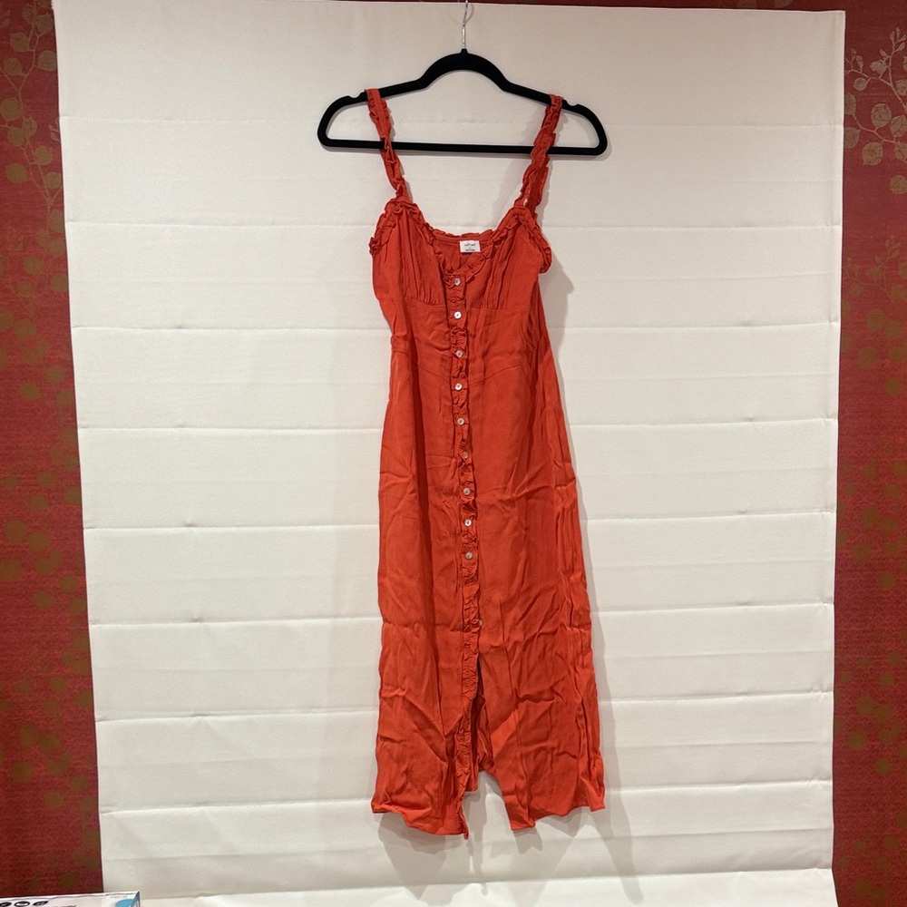 Aritzia Wilfred Heartthrob Midi Dress Burnt Orange Brick Red